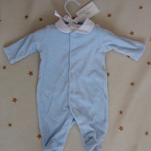 NB ralph lauren blue velour footed onesie NWT